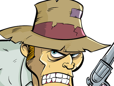 Angry Cowboy Character adobe adobeillustrator cartoon character concept cowboy illustration six gun vector