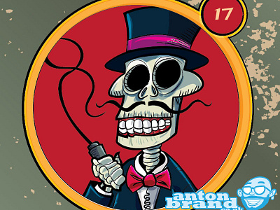 Cartoon skeleton ringmaster