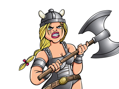 Cartoon  Viking Warrior with a big axe