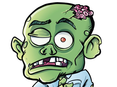 Cartoon zombie with his brains sticking out adobeillustrator green humour illustration illustrator vector zombie