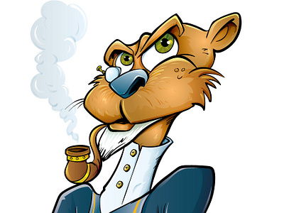 Cartoon vector Pipe smoking cat