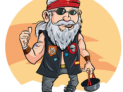 Old guy biker giving a thumbs up adobeillustrator biker cartoon character humour illustration illustrator old school vector