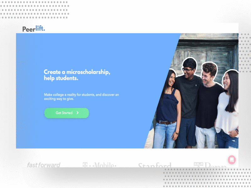 Peerlift Launch Page college creative design gif launch peerlift stanford startup student ui university ux