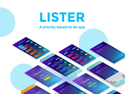 Lister - A priority based To Do app design app color design illustrator mockup priority todo ui uiux vibrant xd