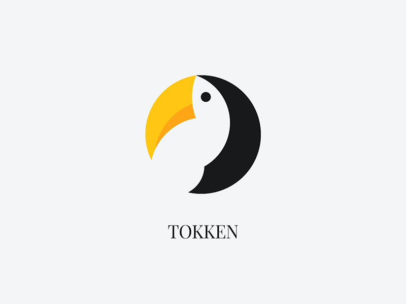 Tokken Logo animation beak bird bird logo black blink branding design flat gif gif animated golden ratio icon illustration logo mathematics token toucan vector yellow