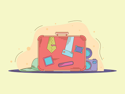 Suitcase design flat illustration luggage things vacation vector weekend