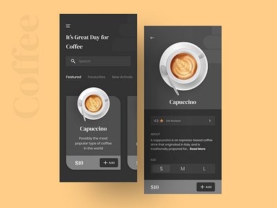 Coffee Shop Mobile App UI