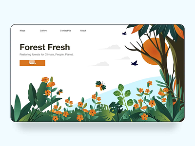 Forest Fresh Website Concept adobe xd animation concept design forest fresh green illustration landing page parallax smooth animation tree ui vector web animation web app website