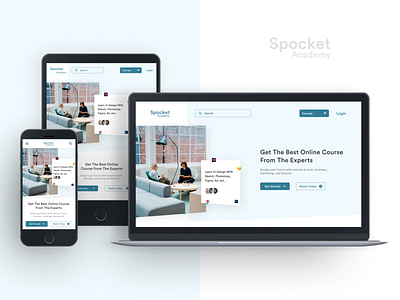 Spocket Academy Online Course Website Exploration academy course design figma landing page minimal online course project responsive design ui ui kit uiux web apps web mobile tablet website website design wireframe