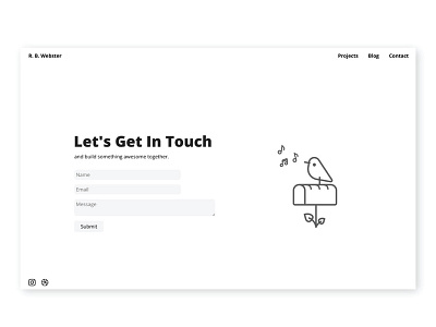 R. B. Webster - Contact Page bird contact custom front end minimal web web deisgn