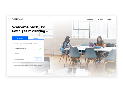 ReviewLink login screen refresh challenge design landing page login ui web webdesign website design