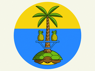 Turtle Island character design inkscape island pineapple turtle vector art vector illustration