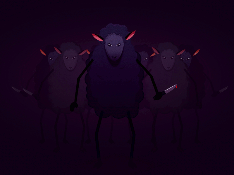 Friday Sheep black sheep blood bloody characterdesign creepy dark digital art halloween illustration nuxttux spooky