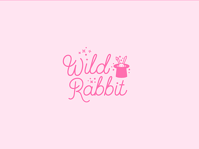 Wild Rabbit branding illustration lettering logo pink rabbit script sparkles type typography
