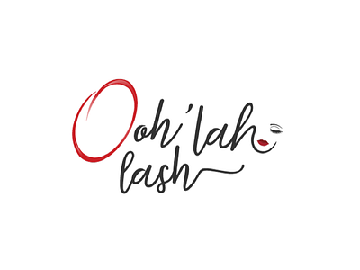 Ooh'lah Lash Logo Concept branding eyelashes lash extensions lashes lettering lips logo red