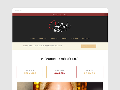Ooh'lah Lash Website Re-Design + Branding branding eyelashes lash lash extensions lashes lettering lips logo red web web design