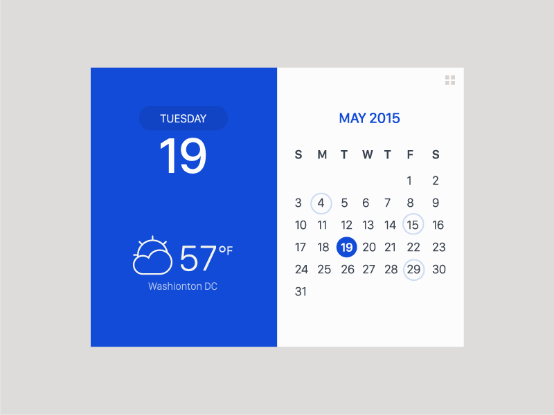 Calendar & Weather Widget by Hanna Jung on Dribbble