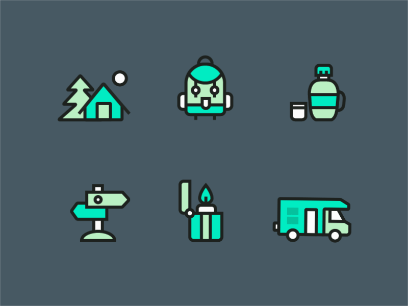 Camping_Freebie ae aftereffect animation awesome camping cool flat freebie fun green icons