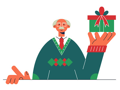 grandfather christmas gift character chat christmas design flat gift illustration online people present