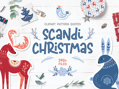 Scandinavian Christmas animals background bear card character christmas deer fox nordic pattern scandinavian winter xmas