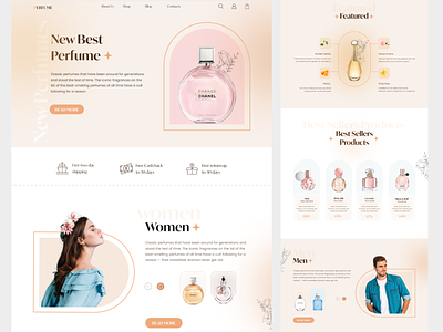 Perfume Shop cosmetics cream header landing landingpage lightcolor orange perfume ui web webdesign website