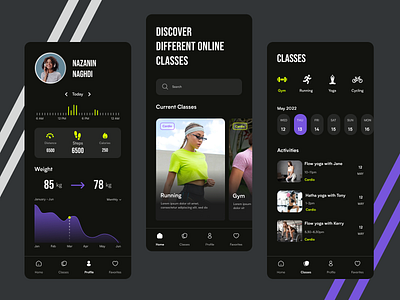 Sport app app application dark darktheme exercise gym sport theme