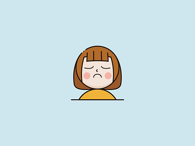 Sad childhood cute girl illustration sad