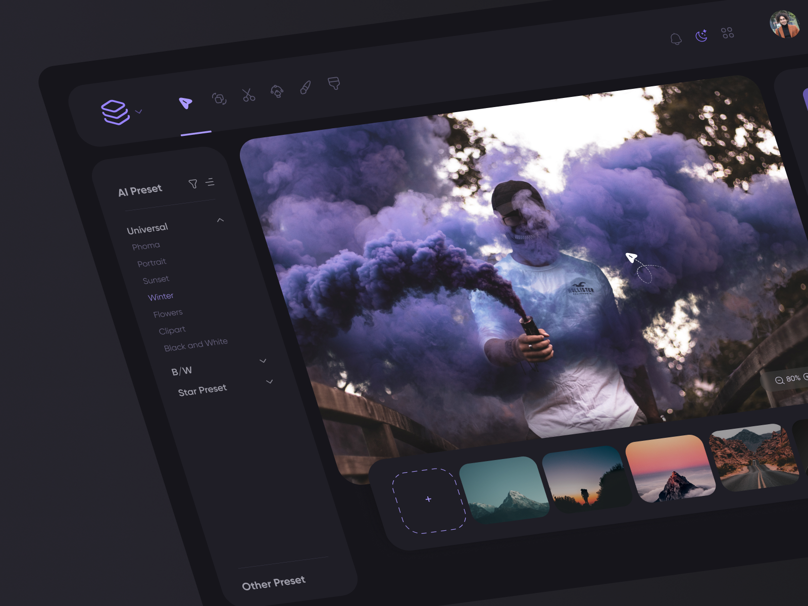 Photty Online photo editor (Dark Version) by Mahdi Darvishi for Oniex
