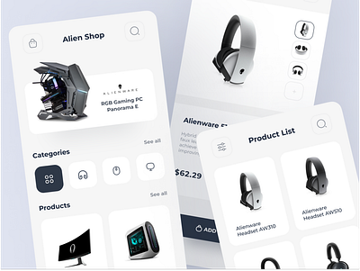 Alien Shop Ecommerce Concept android app design android ui design ecommerce mobile ui product design ui ui design uiux user experience user interface userinterface