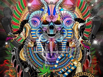 Alien Pharoah Skull 420 alien egyptian skull snake weed