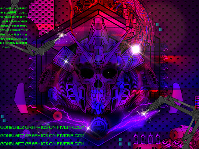 CYBERPUNK SKULL concept art cyberpunk logo logo design skull