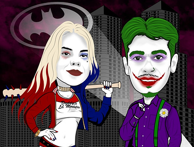 Caricature caricature harley quinn joker