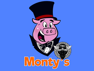 Monty's Sausage Logo Design cartoon character character design illustration logo logo design pig sausage