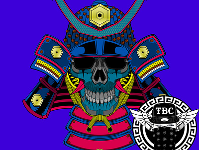 ROBO SAMURAI illustration logo robot samurai skull