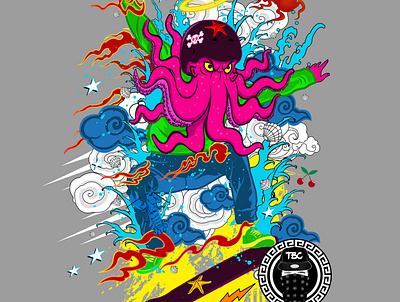 Octopus Skater illustration octopus skateboard skater
