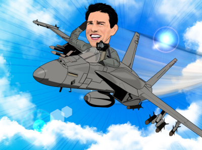 Caricature Tom Cruise TOP GUN caricature digital art tom cruise vector