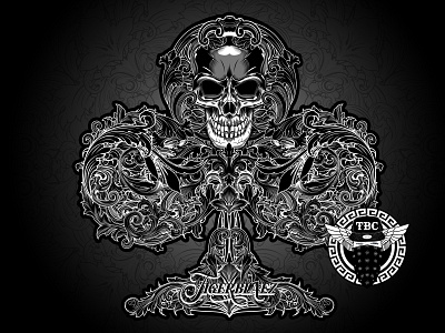 Baroque Clubs baroque illustration logo playing cards skull