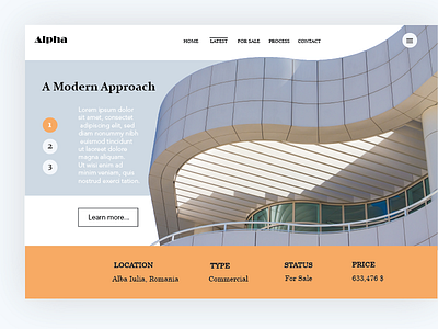 Web Header - UI Design app architecture design interface modern real estate simple site ui ux web webpage