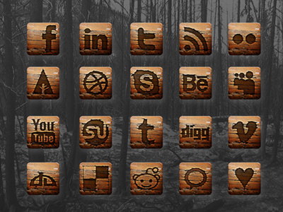Wood Social Icons