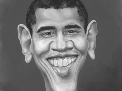 The Prez Painted art caricature character design digital painting photoshop president obama sketch