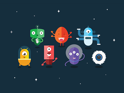 Fabric Stickers alien characters delightful fabric illustration robot stickers twitter