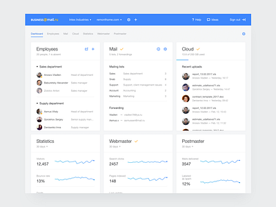 Business Mail.ru dashboard app blue dashboard desktop web white