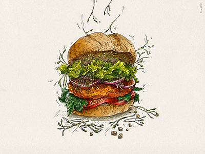 VEGGO burger_2 adobe photoshop carrot colors digital illustration drawing food illustration hand drawing illustration mixed technique vegetables