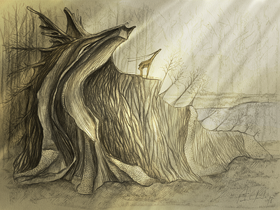 Wooden dragon V. WOODEN MOUNTAIN adobe photoshop digital illustration drawing graphite drawing graphite technique hand drawing illustration nature wacom