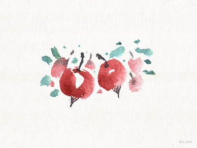 Red berries berries hand drawing illustration nature water colors
