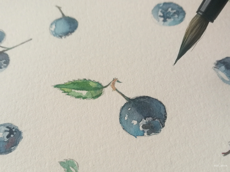 When we do not rush - we start to see blueberries blue blueberries drawing graphic hand drawing handmade illustration painting watercolor