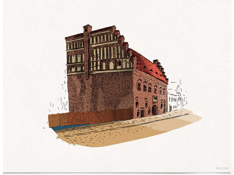 Medieval House lithuania urban architecture wacom intuos adobe photoshop graphic digital hand drawing drawing illustration