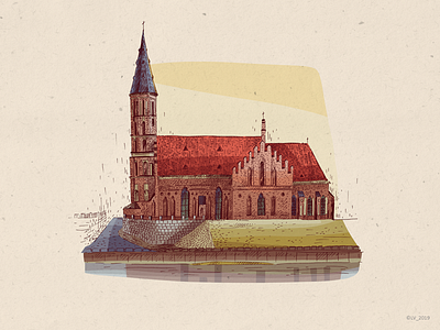 Architecture of Kaunas city adobe photoshop architecture art church city digital drawing graphic hand drawing house illustration image ink ink illustration kaunas lithuania picture urban urbanistic wacom intuos