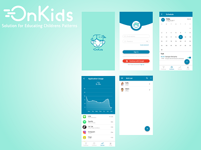Onkids app branding design illustration kid kids parent parental kid parents sketchapp ui ux vector