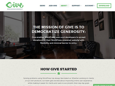 Give About Page & Mission Statement donate donation give plugin wordpress